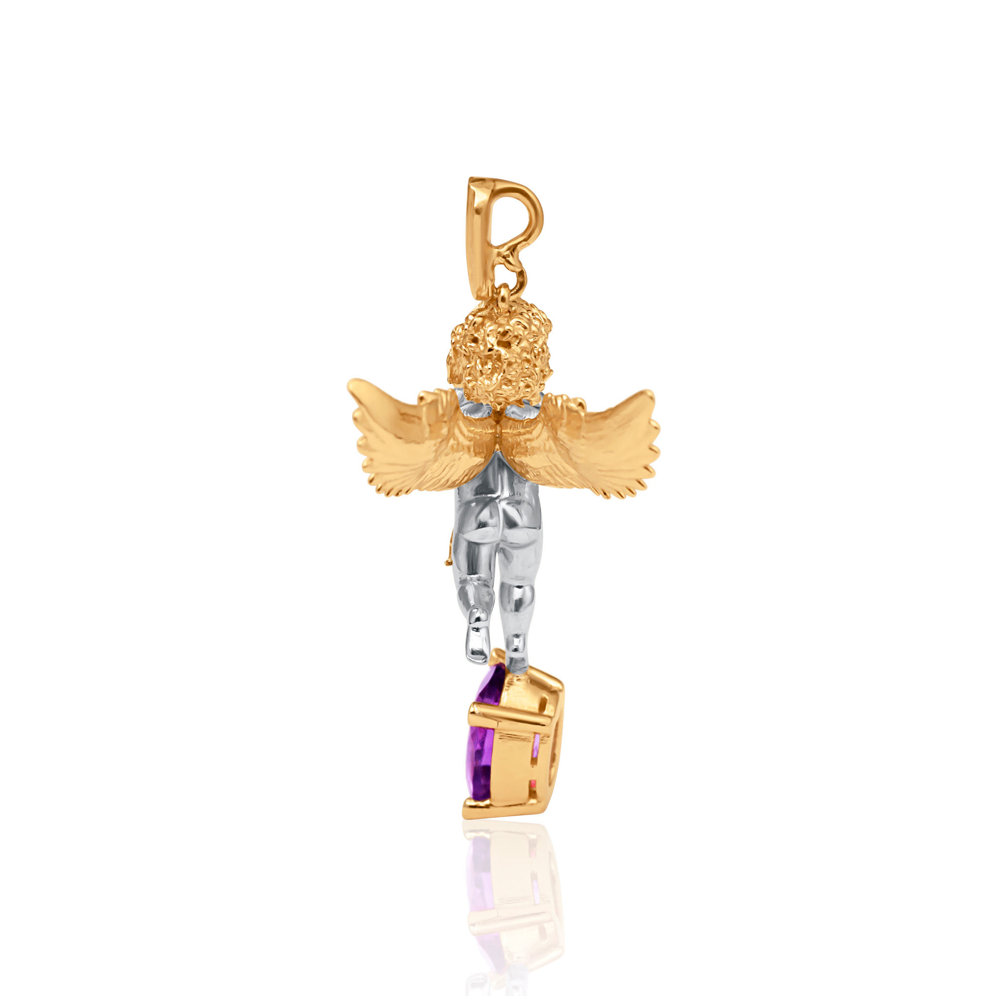 Colgante angelito en plata y oro 24k con amatista - Imagen 2