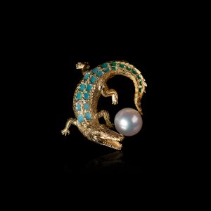 colgante cocodrilo en oro amarillo de 18k