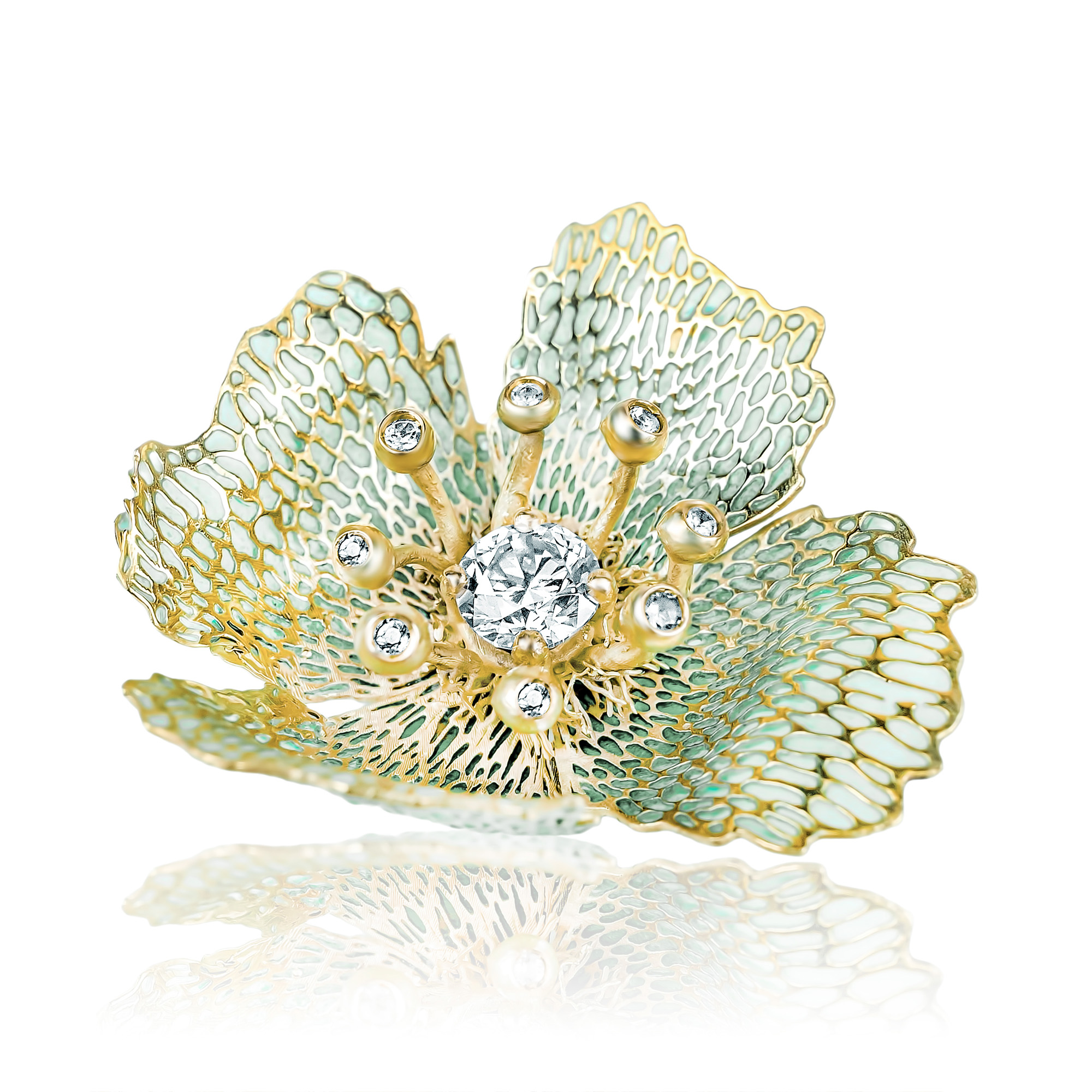 Colgante de flor en oro