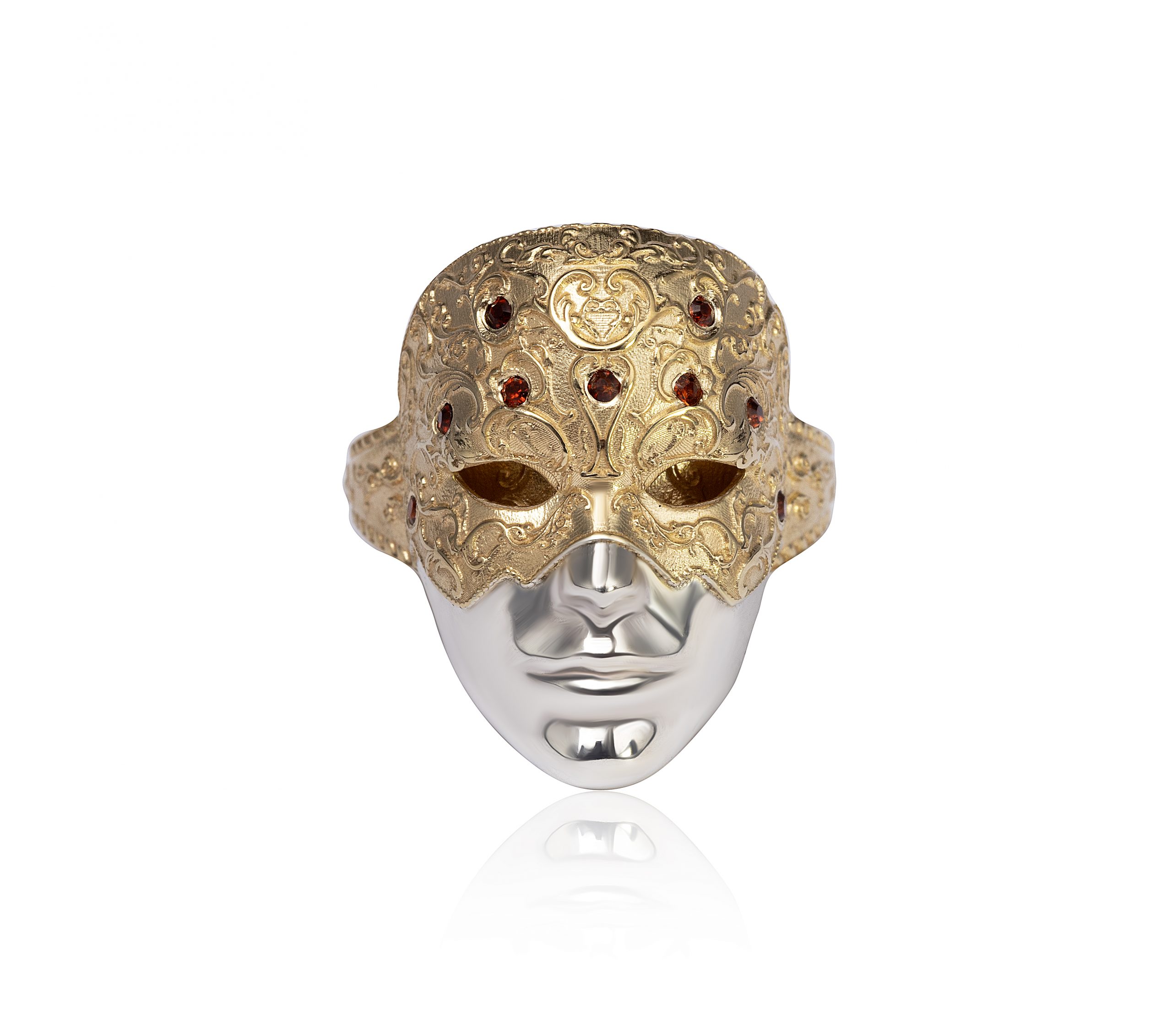 Anillo Máscara Veneciana con Granate - Imagen 3