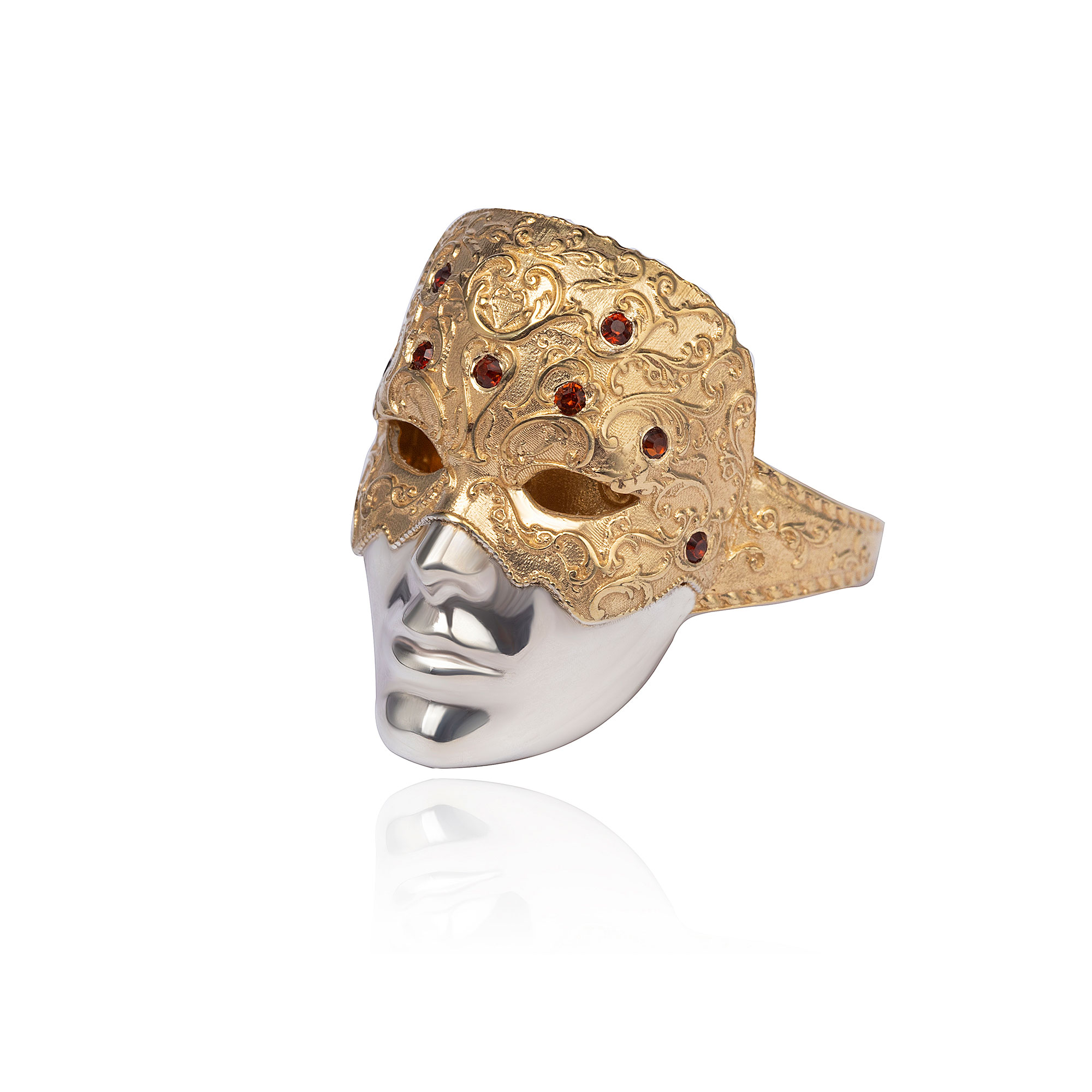 Anillo Máscara Veneciana con Granate