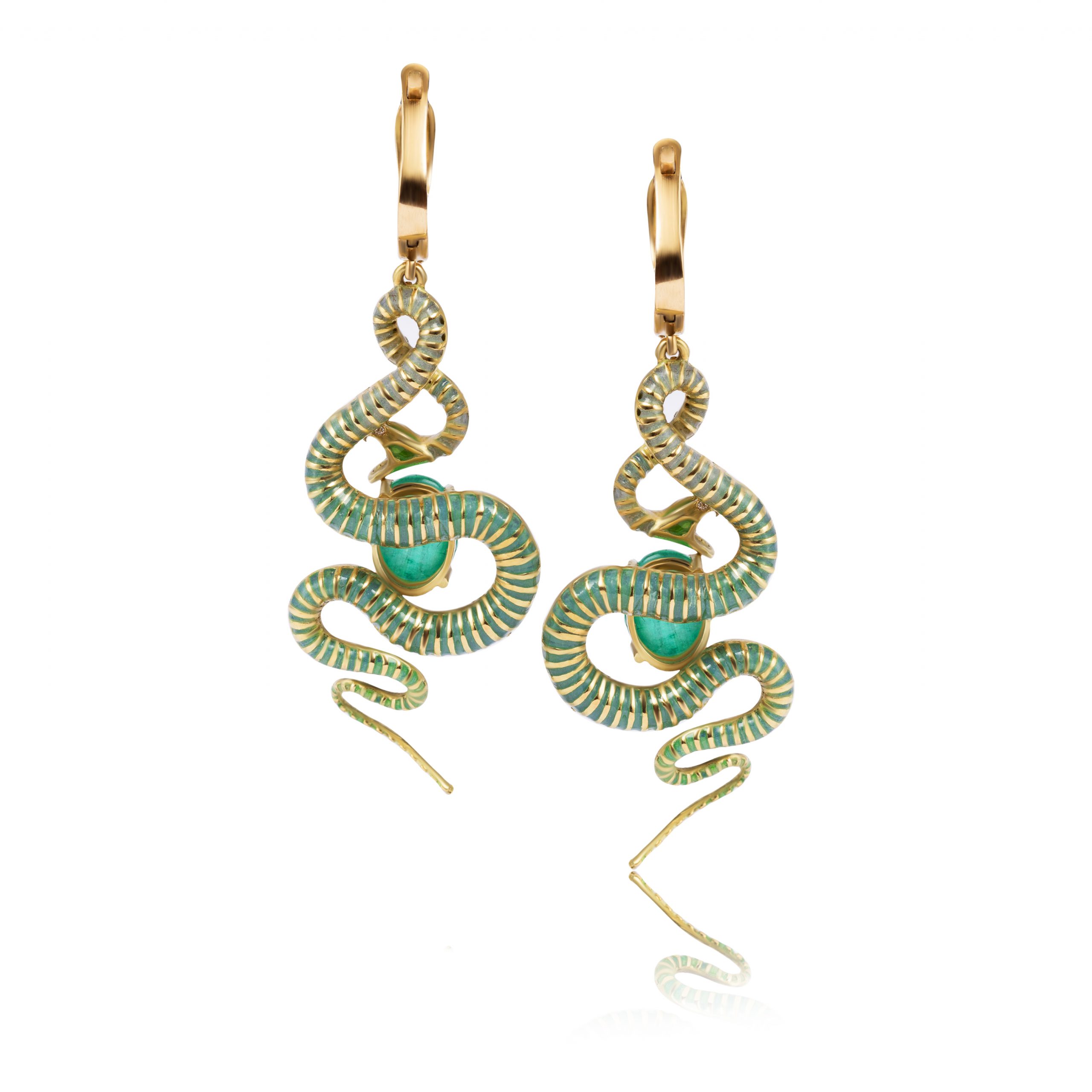 serpientes pendientes con esmeraldas