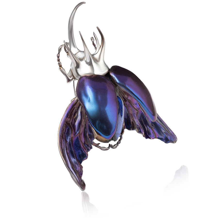 Broche y colgante escarabajo con labradorita en plata - Imagen 2