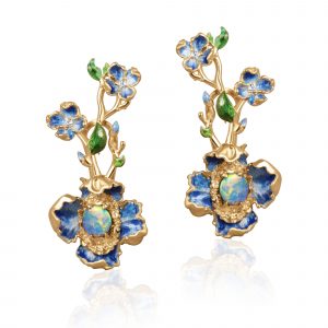 pendientes con opalo y esmalte